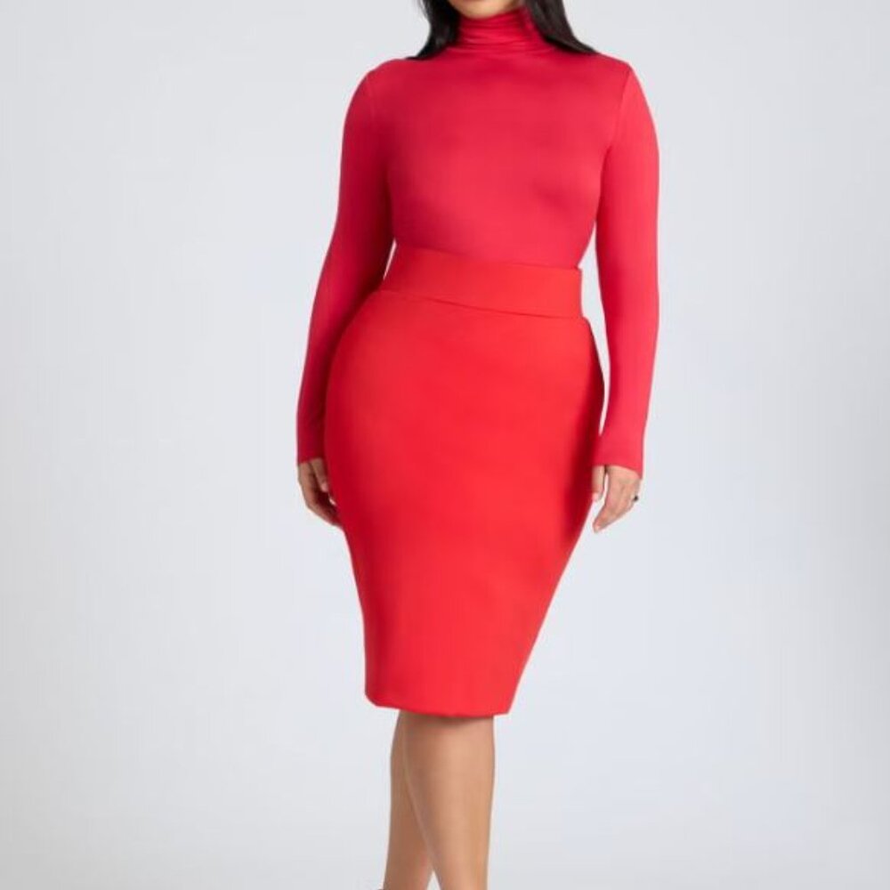 Eloquii Red Pencil Skirt Size 22 NWT Bodycon High Waisted Work